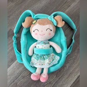 Adorable Aqua Gloveleya Doll Backpack with Plush Doll